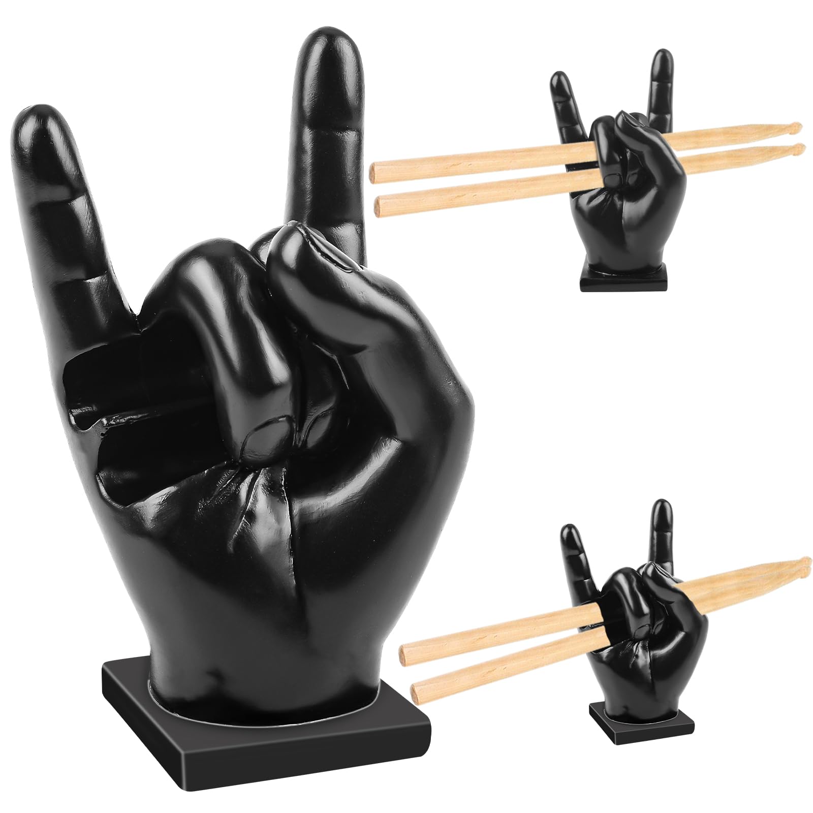 Drumstick Display Houder, Drumstick Houders, Rock Hand Drumstick Display Case, Hars Drumsticks Display Stand, Creatieve Mallet Drumstick Beugel, Woondecoratie Grappig Cadeau voor Drummer (zwart