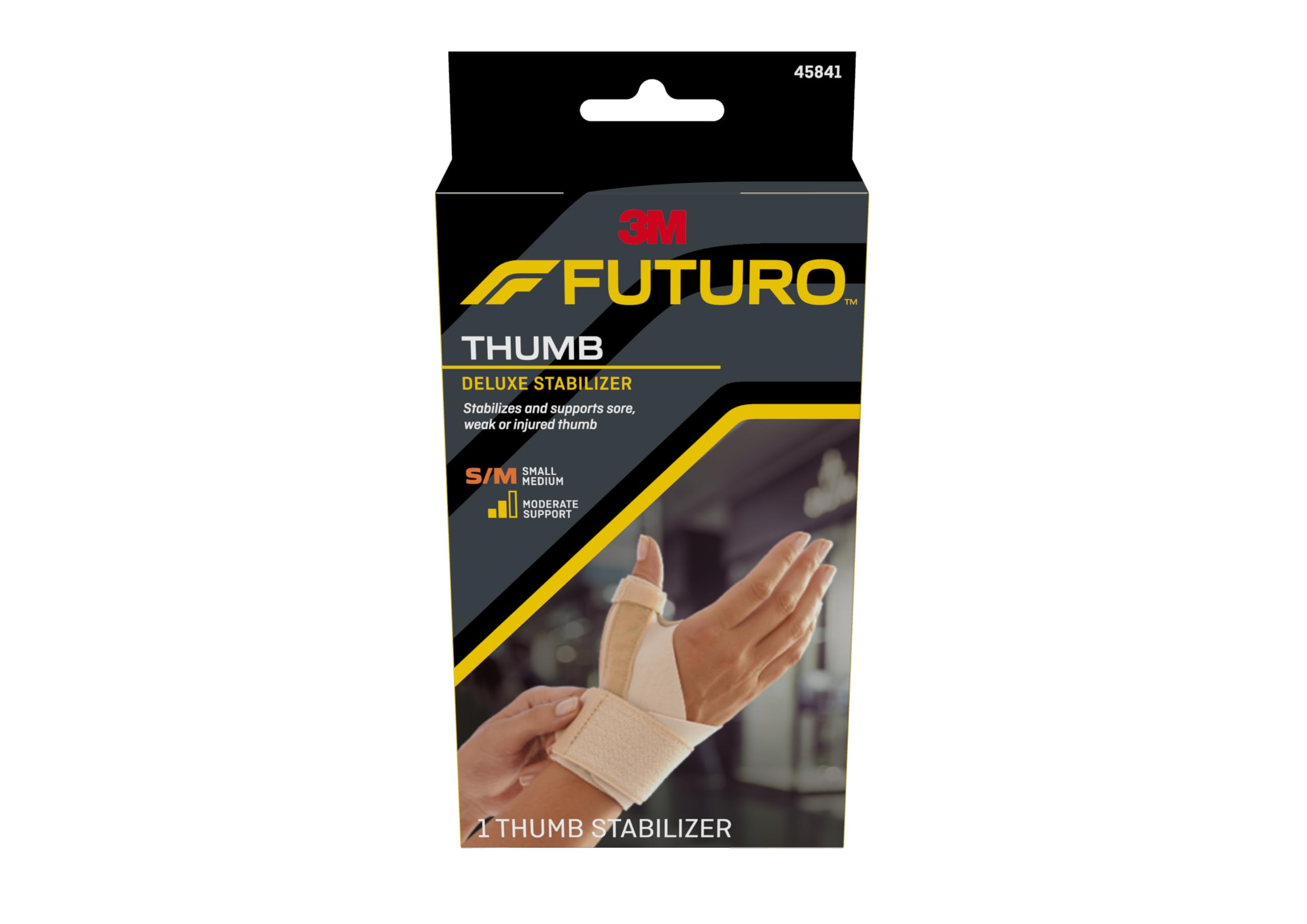 Futuro Deluxe Thumb Stabilizer L-XL size, 1 Unit/pack | Black color | 45842ENR | Stabilizes and supports sore | Weak or injured thumb | Moderate support