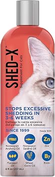 مكمل Shed-X السائل للقطط، 8 أونصة، 100% من مستحضر Shed Defender الطبيعي، يساعد على تساقط شعر القطط المفرط باستخدام مكملات الأحماض الدهنية الأساسية والفيتامينات والمعادن