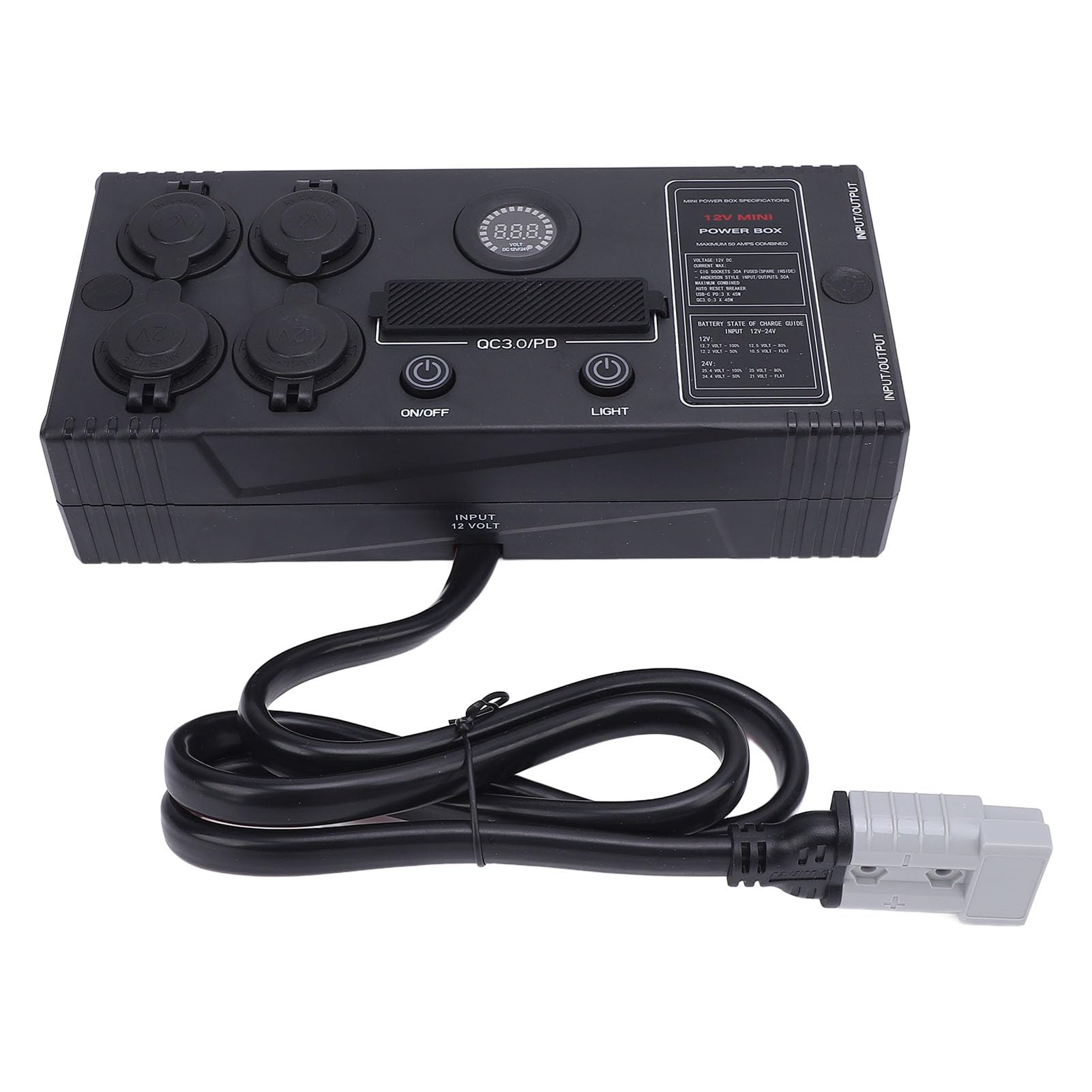 12V Mini Power Box Tragbarer Steuer Hub für Anderson Plug QC 3.0 Port LED Light Power Hub -Verteilungsbox