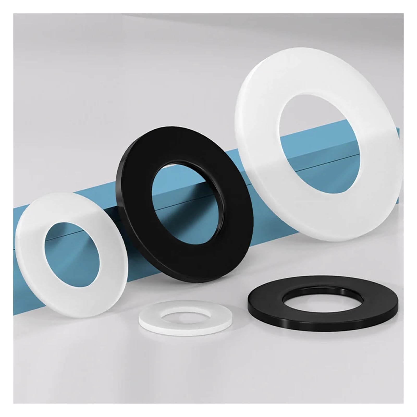 Arandela plana Arandela plana de nailon M2-M18, Kit surtido de 110/215 Uds., caja de paquete de aislamiento de junta de anillo espaciador aislante de plástico blanco y negro(White M2-M18)