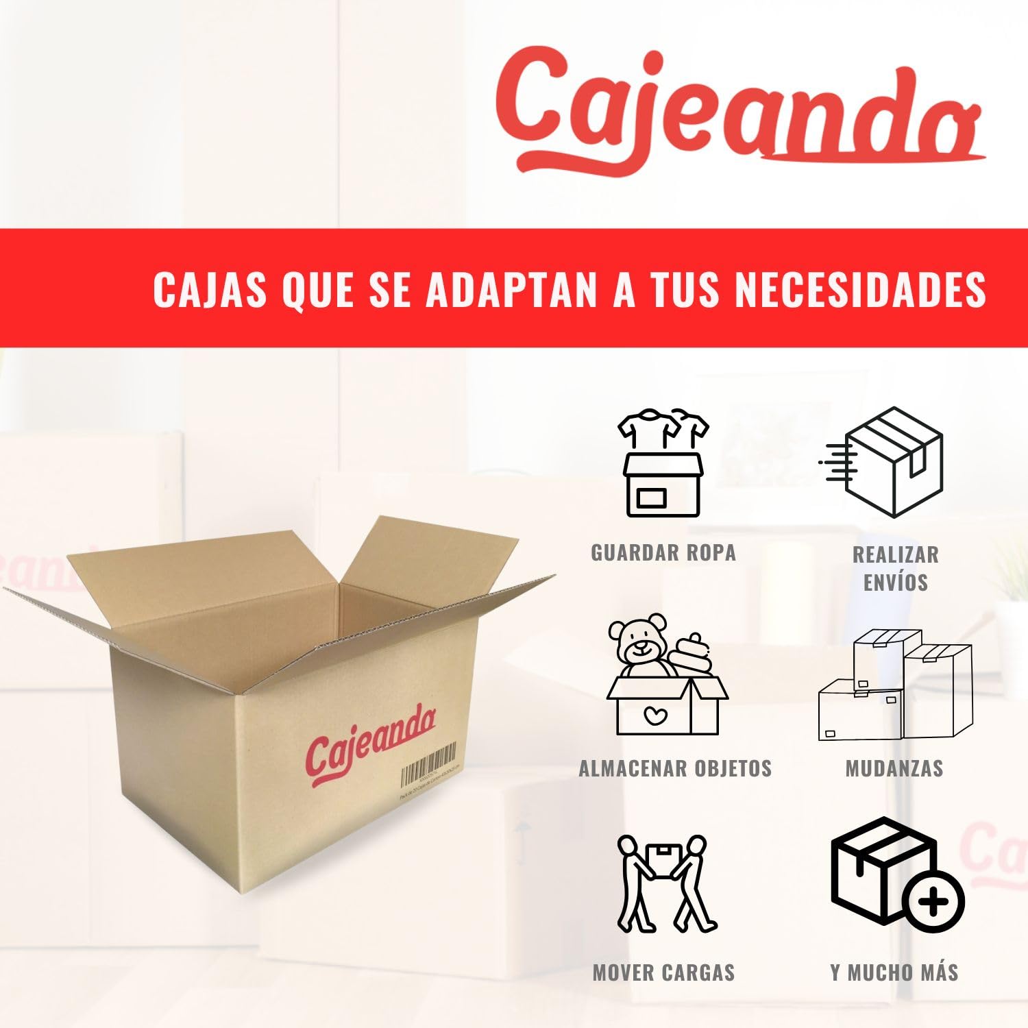 Pack de 50 Cajas de Cartón Automontables 21 x 10 x 7 cm Canal Simple y Color Blanco Para Mudanzas y Envíos Fabricadas en España