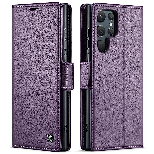 Coque Samsung S22 Ultra en cuir violet chic style portefeuille