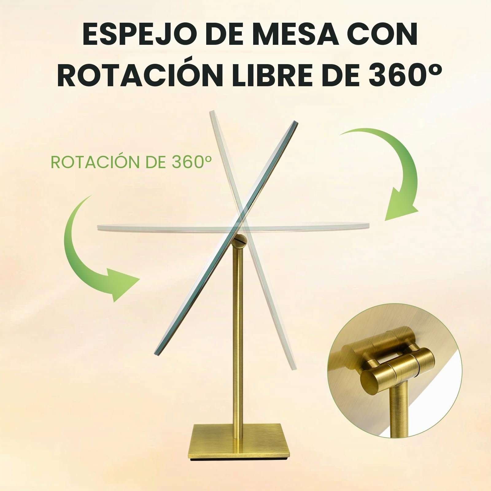 Nicesail Espejo de Mesa Dorado Oval Espejo Maquillaje de Alta Gama Latón 360° Giratorio Espejo Tocador Unilateral para Baños,Hoteles,Joyerías,18 * 30cm