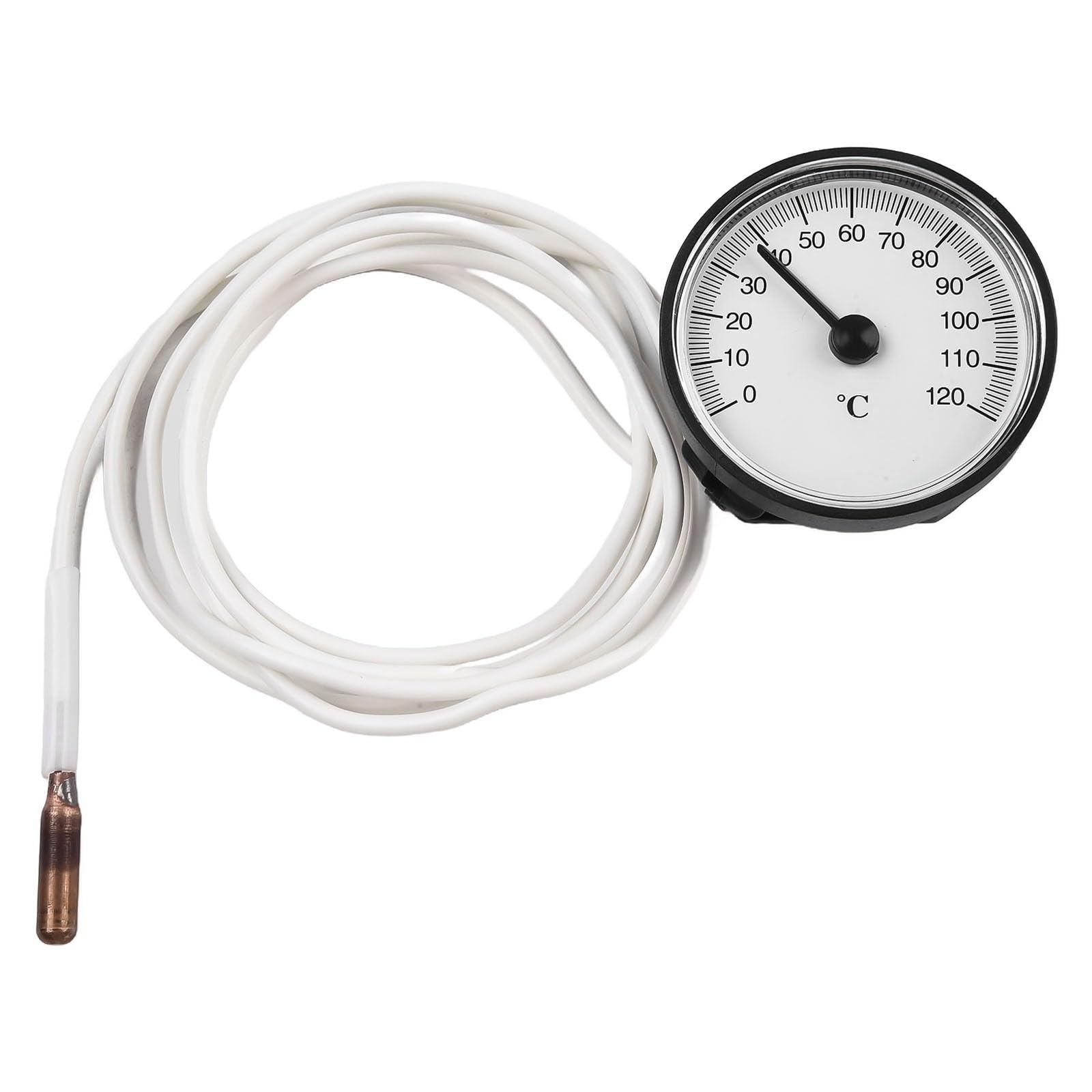 Mechanical Dial Thermometer with 1.4m Capillary Tube, 0–120°C Temperature Range, Brass Sensor, Large Easy-Read Dial, No Batteries Required
