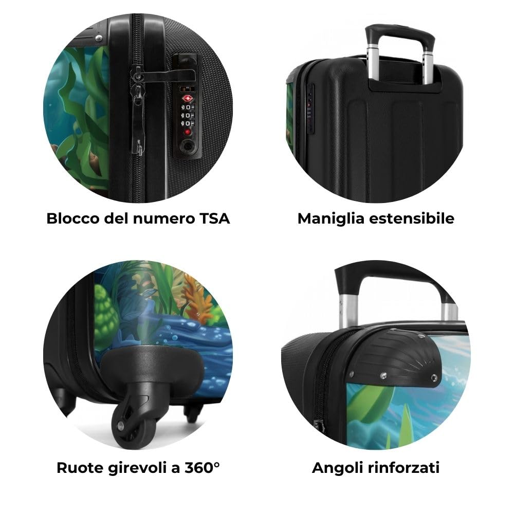 NoBoringSuitcases.com Valigia Personalizzabile Trolley Tartaruga - Blu (55x40x20 cm)