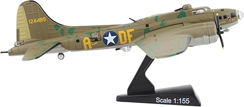 Miniatura 3 de Daron B-17F Memphis Belle - Modelo fundido a presión - Réplica histórica de bombardero de la Segunda Guerra Mundial a escala 1:155 con soporte de