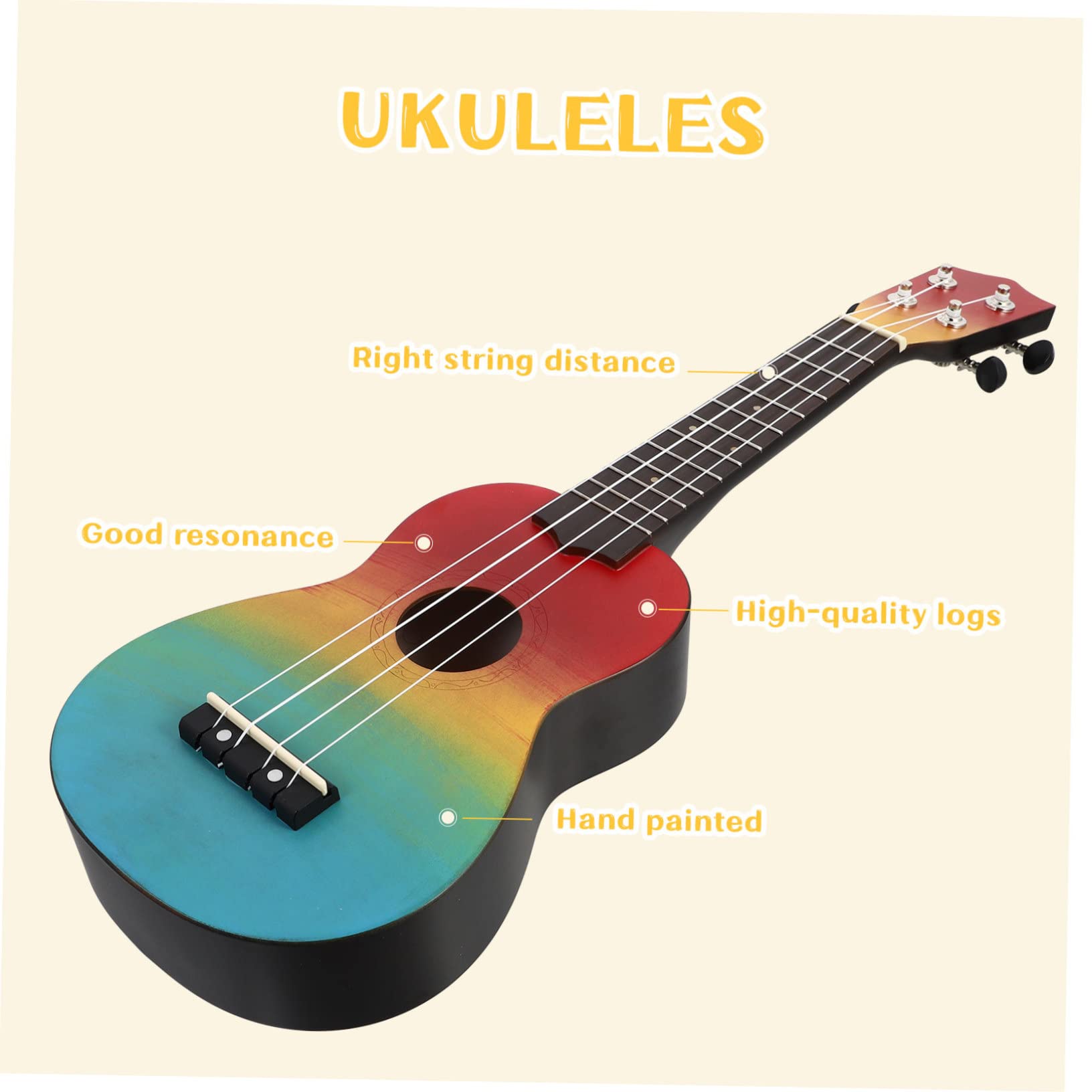 TOYANDONA Ukulele in Legno Naturale Per Principianti Strumento Musicale Giocattolo Chitarra Design Unico