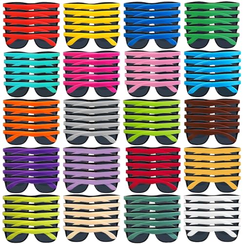 100 Pack 20 Colors Neon Party Sunglasses Bulk,Sunglasses Party Favors for Adult and Teen,80's Style Plastic Sun Glasses for Birthday Graduation,Summer Pool,Beach,Outdoor Party,Goody Bag Favors
