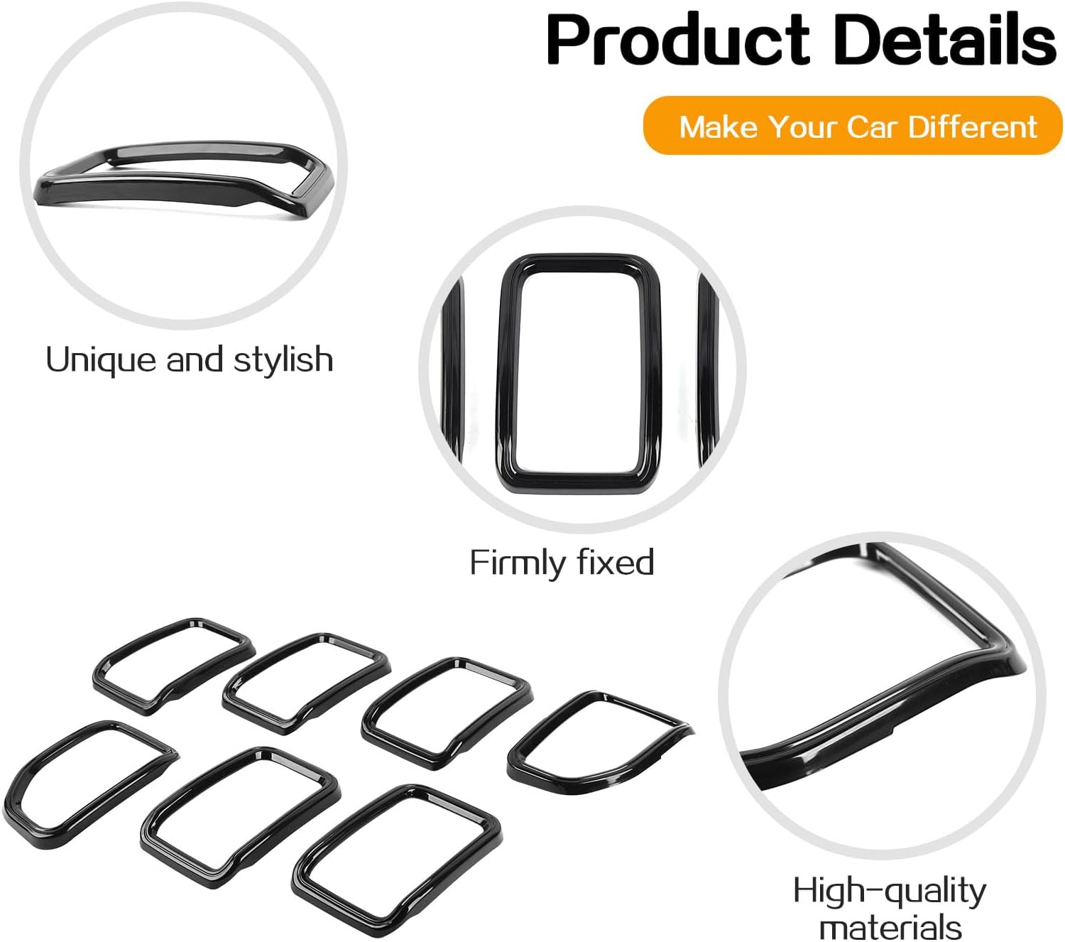 Hoolcar Front Grille Insert Cover Compatible with Jeep Grand Cherokee 2021-2023, Black, 7 Pcs