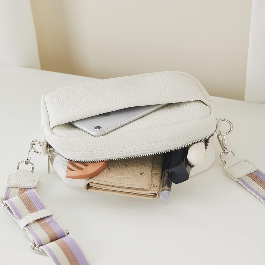 Crossbody Bag for Women Wide Strap Shoulder Bag Camera Crossbody Purse with Zipper - Image 2