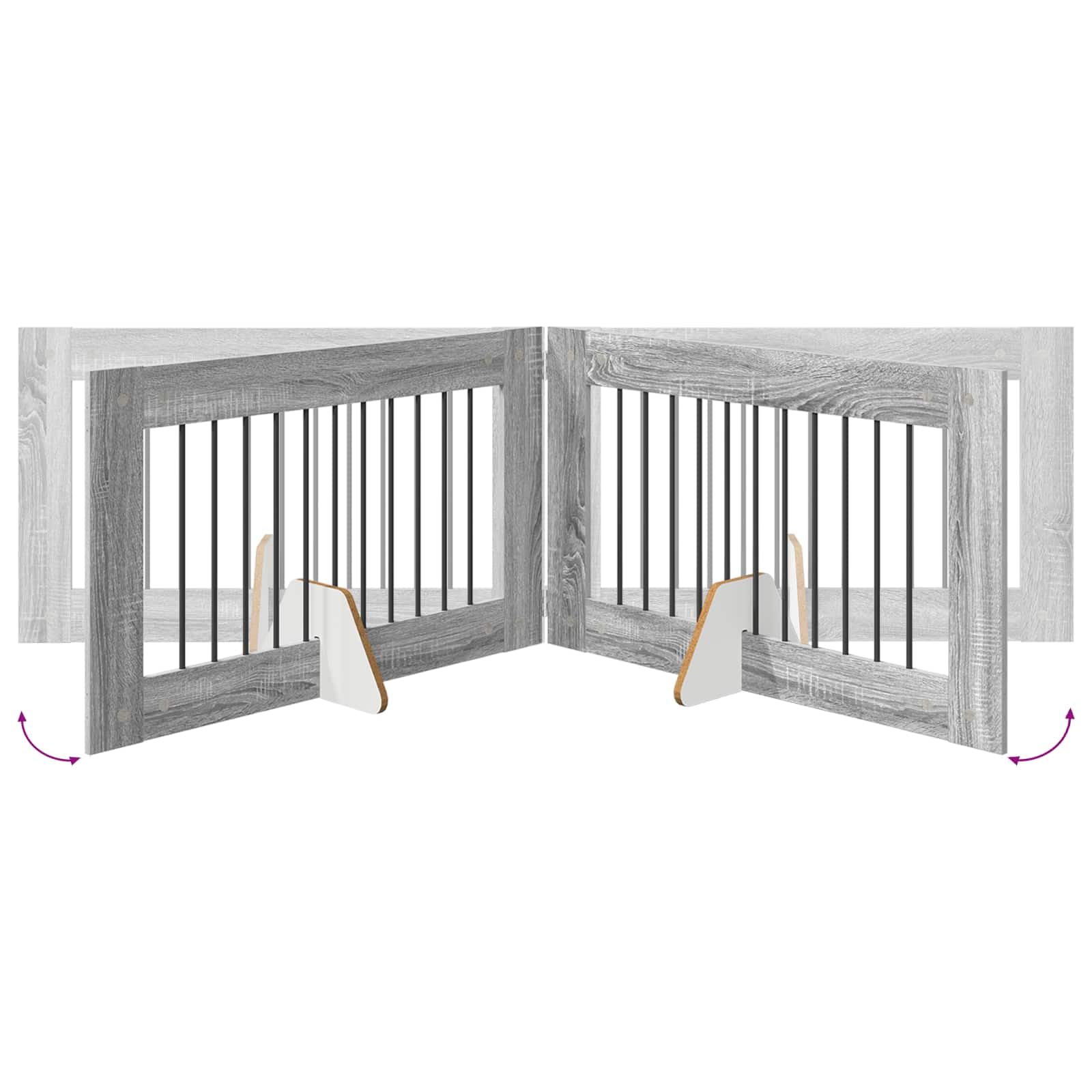 Hundegitter 6-teilig Faltbar Absperrgitter Grau Sonoma