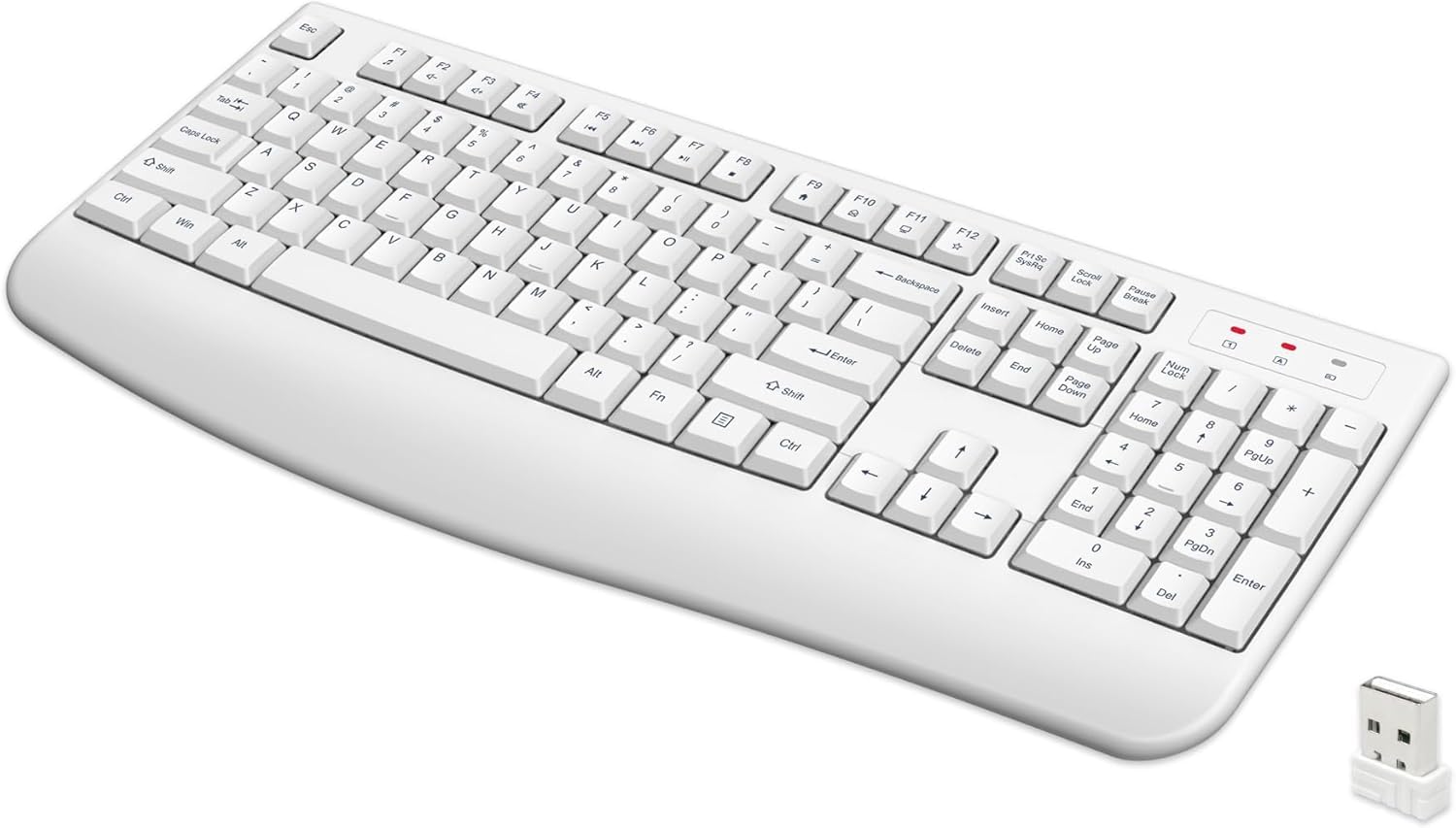 Wireless Keyboard, 2.4G Full-Sized Ergonomic Wireless Computer Keyboard with Wrist Rest for Windows, Mac OS Laptop/PC/Desktop/Notebook(Off White)