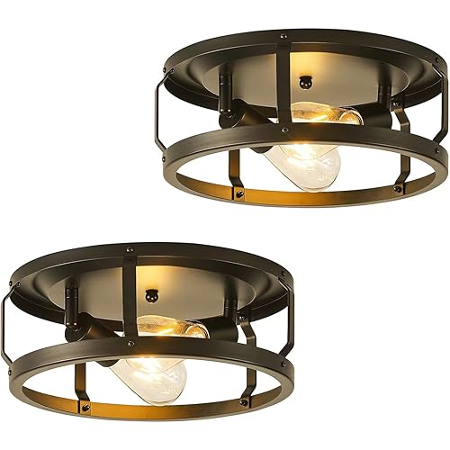 Ceiling Light Fixtures, 2 Pack 13 Inch Matte Black Flush Mount Ceiling Light Fixture for Hallway, Flush Mount Light Fixtures Ceiling Mount for Entryway, Kitchen, Laundry Room, Bedroom (E26 Base)