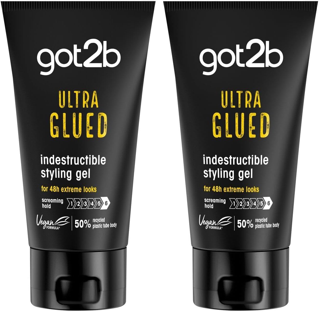 Schwarzkopf got2b Glued Ultra Styling Hair Gel, No White Residue, Edge Control, Vegan, Silicone Free, 150g (Pack of 2)