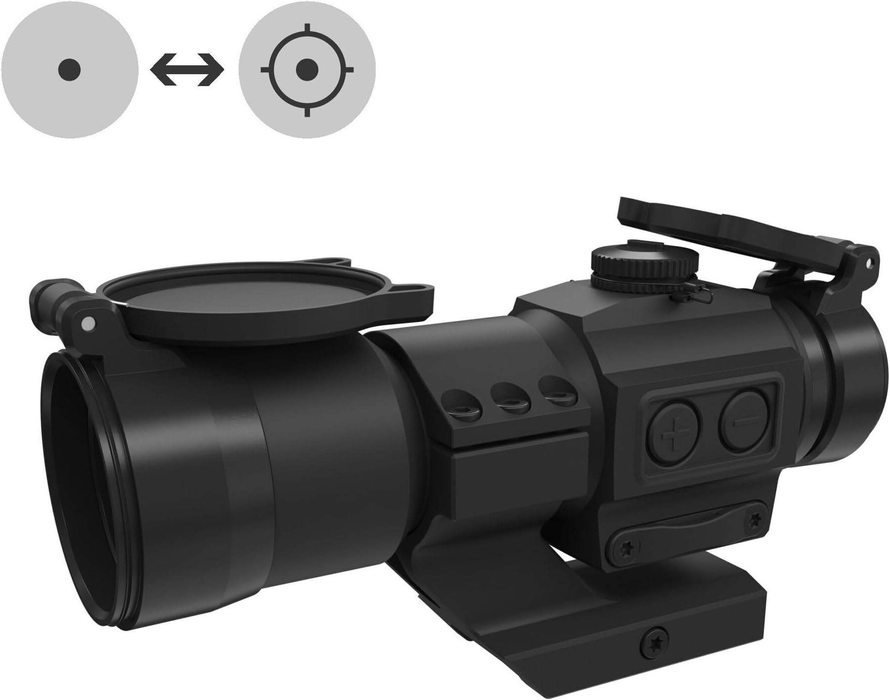 Holosun HS506 Tube red dot sight with switchable 2MOA dot, 65MOA circle dot reticle, black, Picatinny/Weaver mount, flipcaps, hunting, sport shooting airsoft, tactical tube … - 70128734