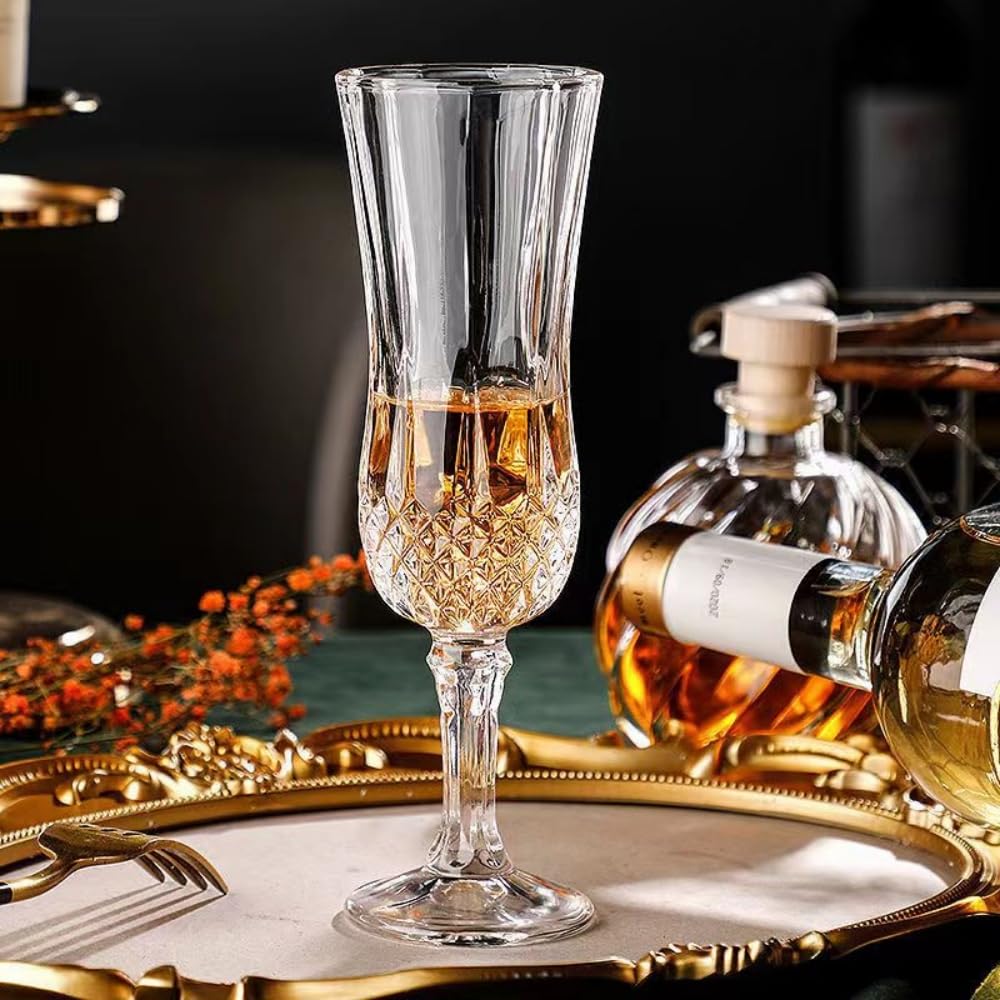 RYUHYF Champagne Flutes?Champagne Glasses set,White Wine Glass Set,Medium 5.4 oz champagne flutes, set of 3