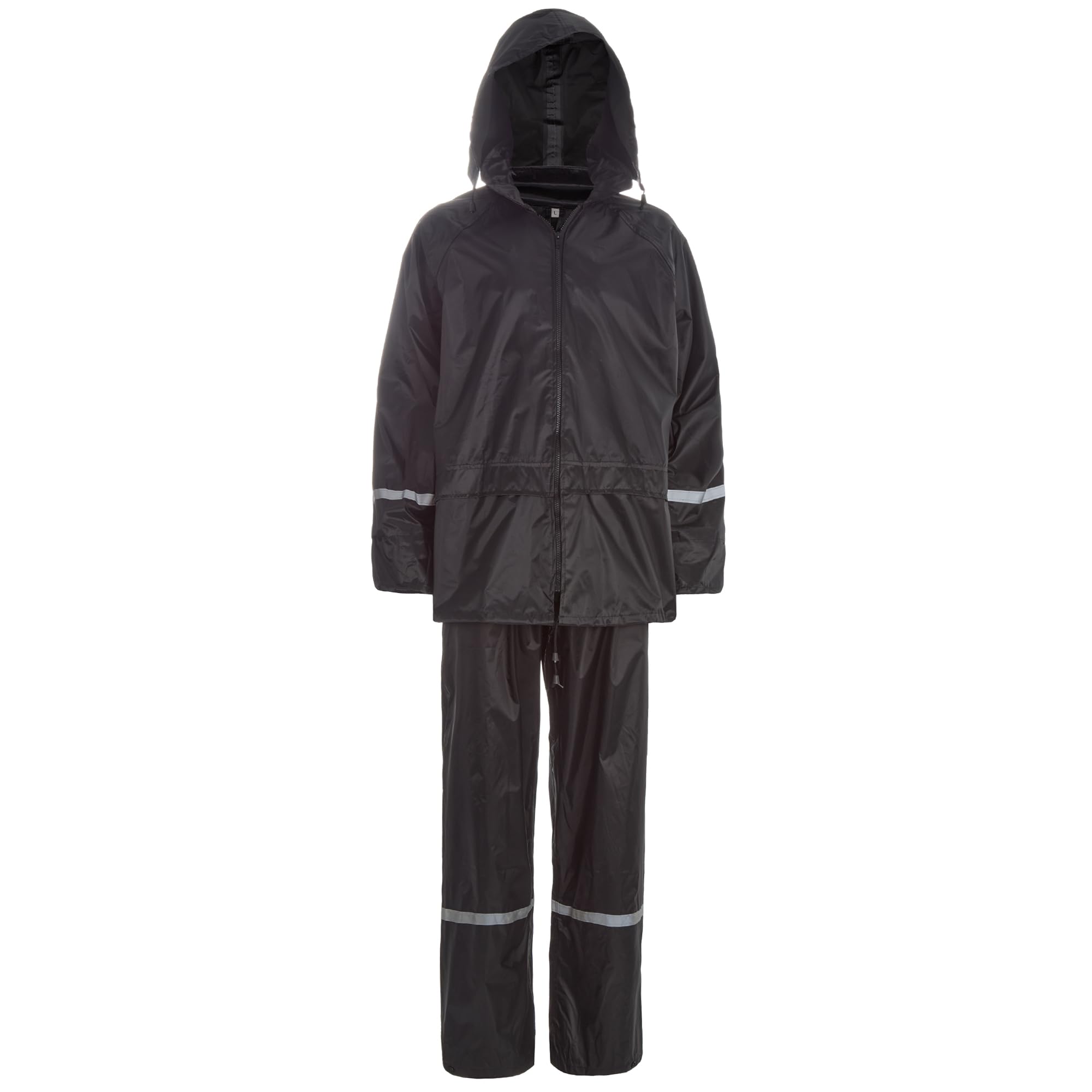 Metzuyan Men's Black Ws-Aw23 Waterproof Jacket And Trousers Set Outdoor Rainforce 2XL