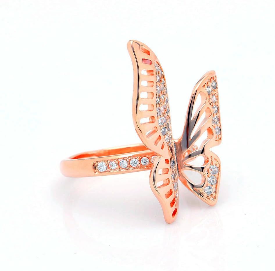 Butterfly Ring for Women by Ginger Lyne |Clear Cubic Zirconia Yellow Gold Plated Large Statement Fashion Ring for Her