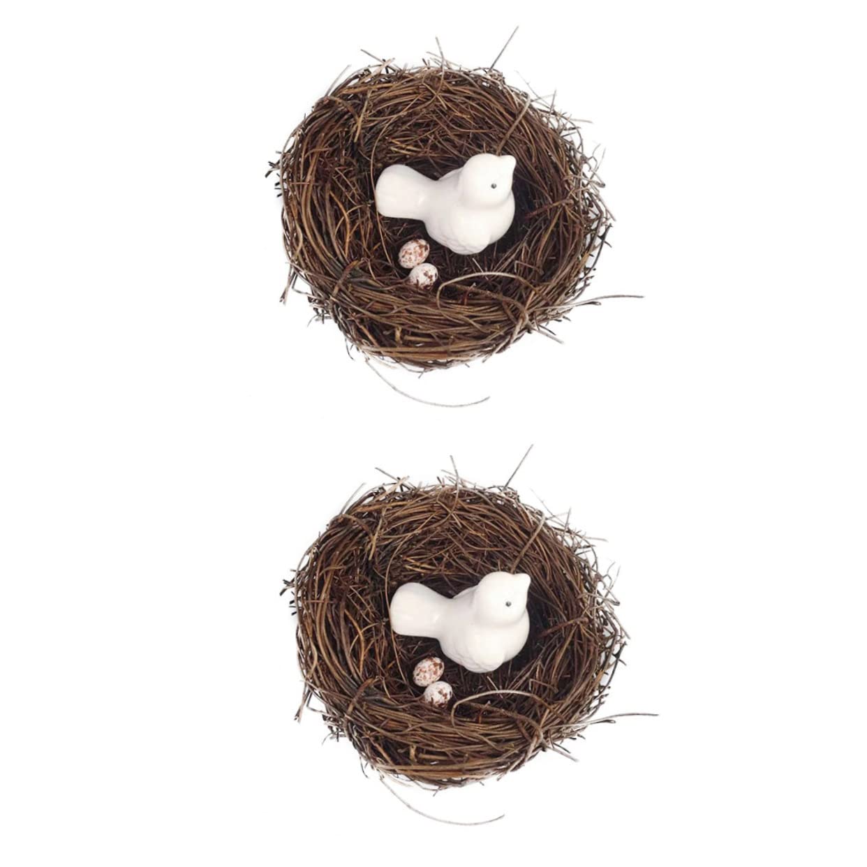 Garneck 2 Sets Simulation Bird's Nest Decoration Artificiales para Rustic Decor Rustic Home Decor Easter Decorations Faux Egg Ornaments Twig Nest House Decor Wooden Manual