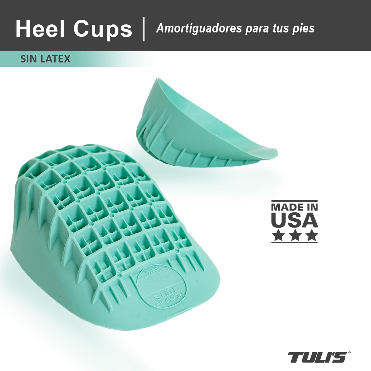 Tuli's Heavy Duty Heel Cups – Talonera Espolón Calcáneo – Taloneras Reforzadas para Fascitis Plantar y Enfermedad de Sever – Plantilla de Talón de Alta Absorción de Impactos, 1 par, Mediano