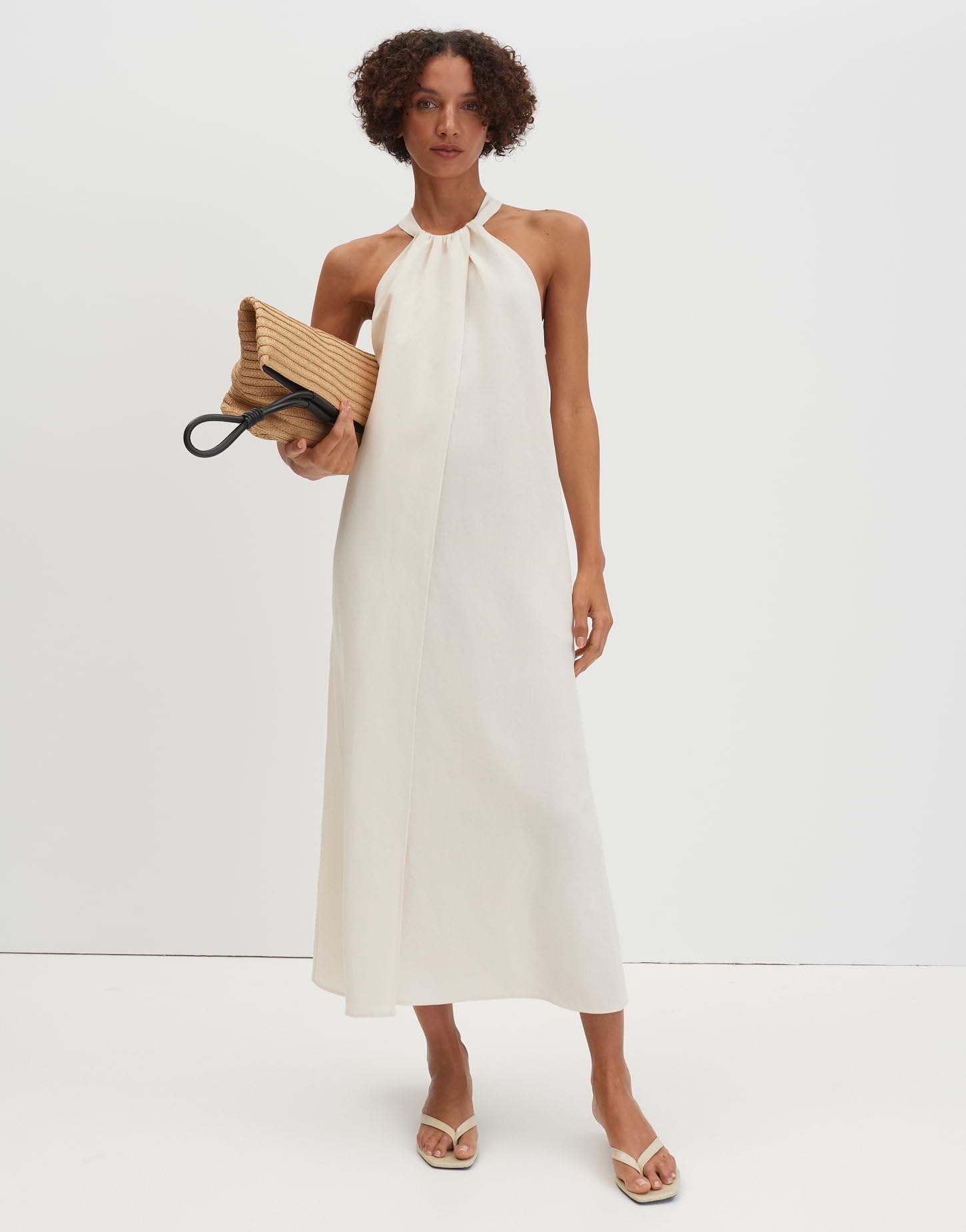 someday Damen Maxikleid | Neckholderkleid aus nachhaltigem Viskose Leinen Mix