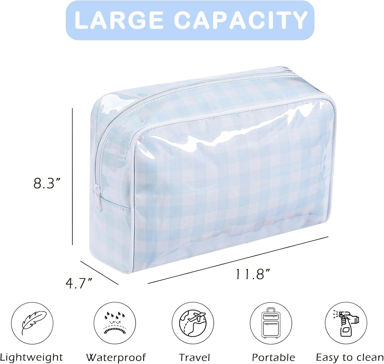 Large Waterproof Makeup Bag, PVC Toiletry Bag(07Big Blue) image 3