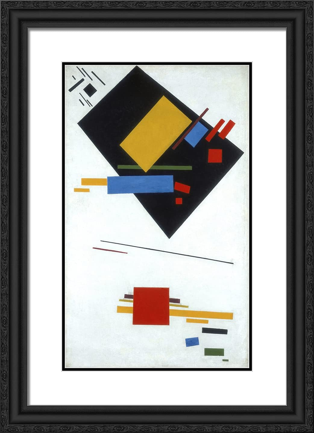 ArtDirect Malevich, Kazimir 18x24 Black Ornate Framed Art Print with Double Matting Titled: Suprematism VI