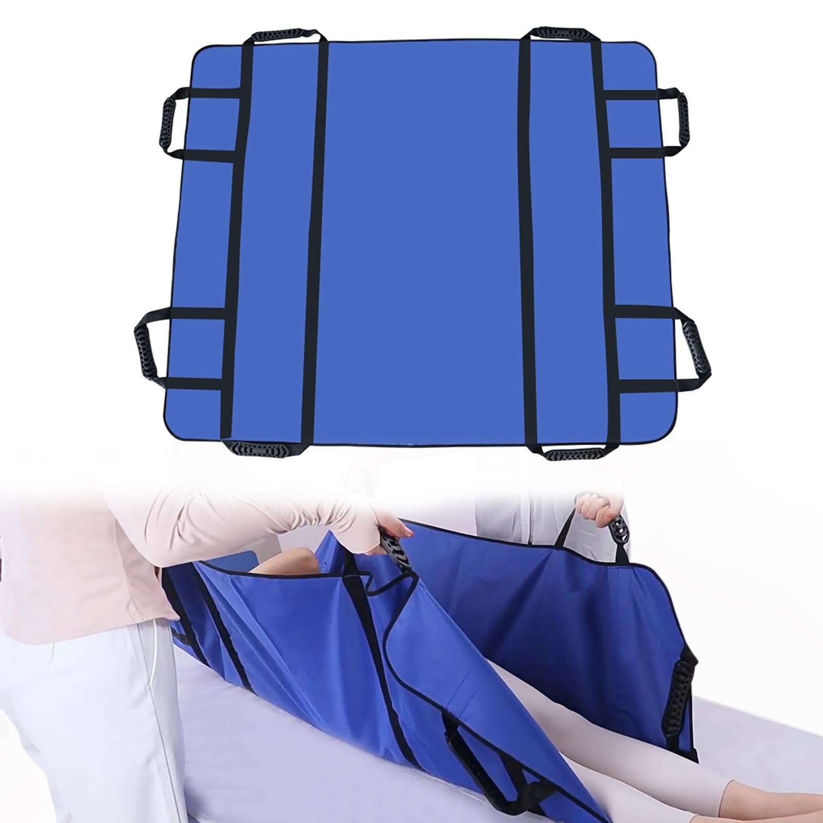 Podkładka na łóżko, 122 x 102 cm, ulepszone, 3-warstwowe, wygodne prześcieradła z 8 wzmocnionymi uchwytami do przenoszenia pacjentów na łóżku, nadająca się do prania, wodoodporna deska transferowa