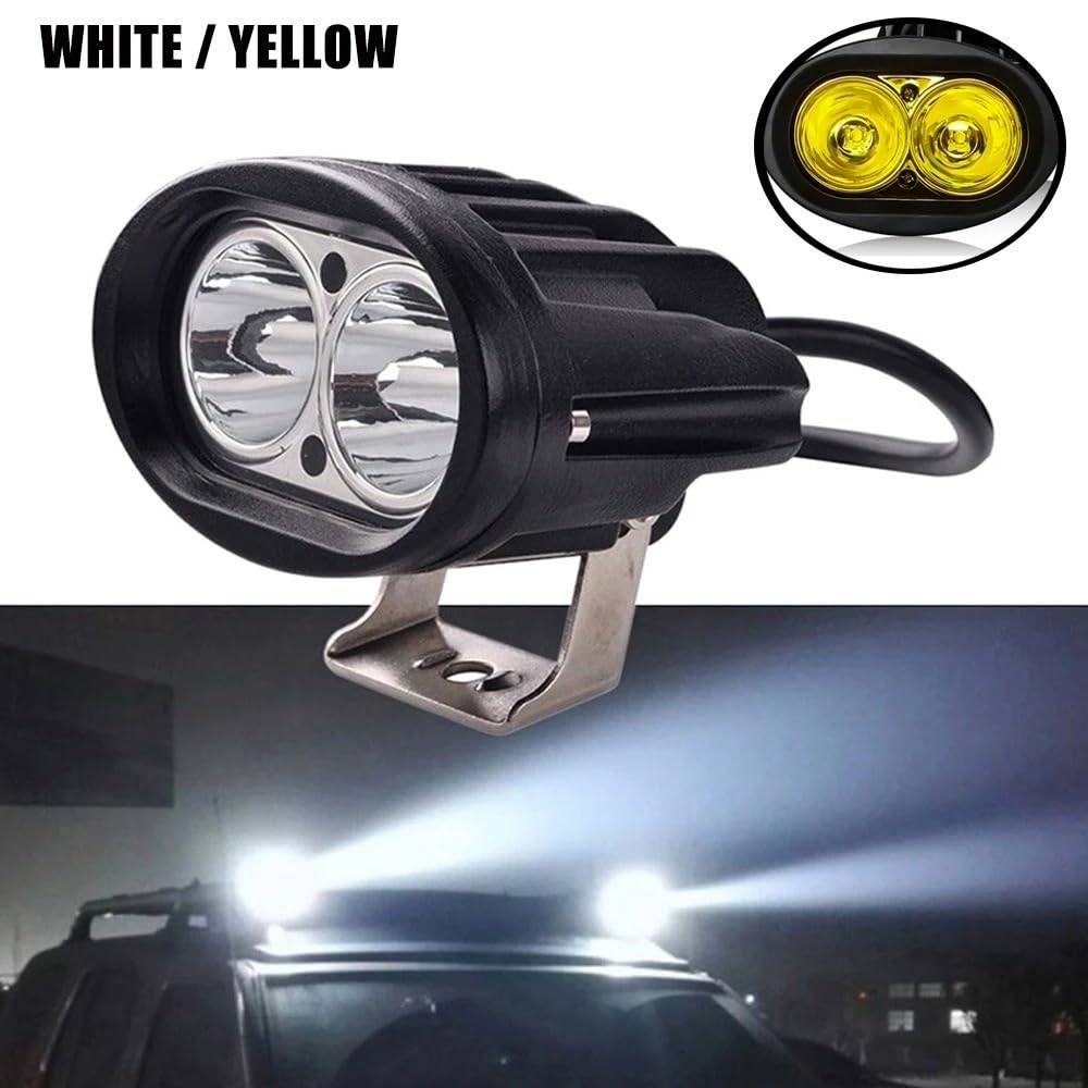 Faro Antiniebla LED Para Bicicleta Eléctrica Delantero Motocicleta Trabajo Coche Camión Para Tractor Para Remolque Para SUV Para ATV Todoterreno Luces Antiniebla Luz Niebla(White-2pcs)