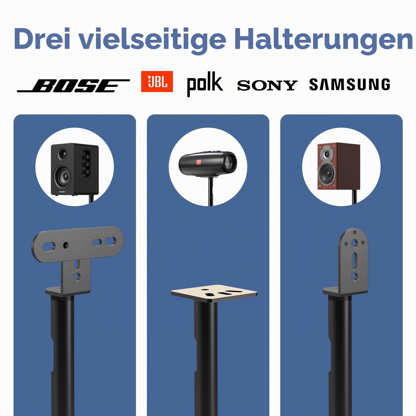 Anautin Universal-Lautsprecherständer, 2 Stück, Satelliten- und Bücherregal-Lautsprecherständer, 71,1–96,5 cm, verstellbar, Surround-Sound-Lautsprecherständer für Heimkino, kompatibel mit Sony/Bose