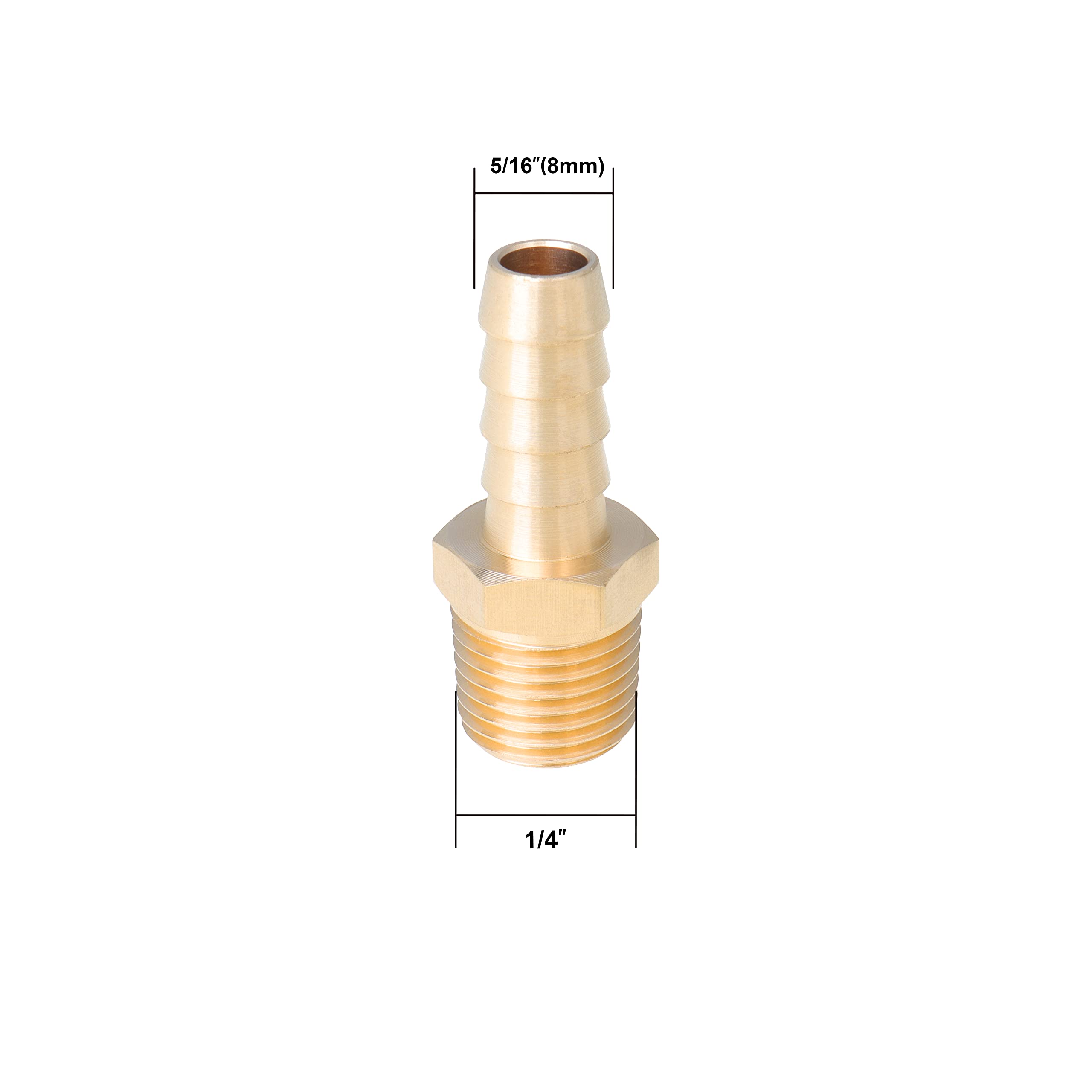 LTWFITTING Sortiment Kit Tube OD (1/8 Zoll 3/16 Zoll 1/4 Zoll 5/16 Zoll 3/8 Zoll 1/2 Zoll 5/8 Zoll) x 1/4 Zoll Male R Messing Schlauchtülle Connector Set (35 Stück)