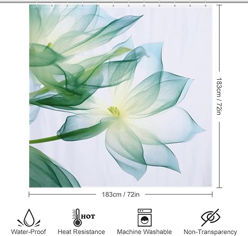 Miniatura 6 de TIYAANDSY YLATY2635 - Cortina de ducha de flores abstractas para baño, juego de cortina de ducha bohemia con hojas florales verdes, tela