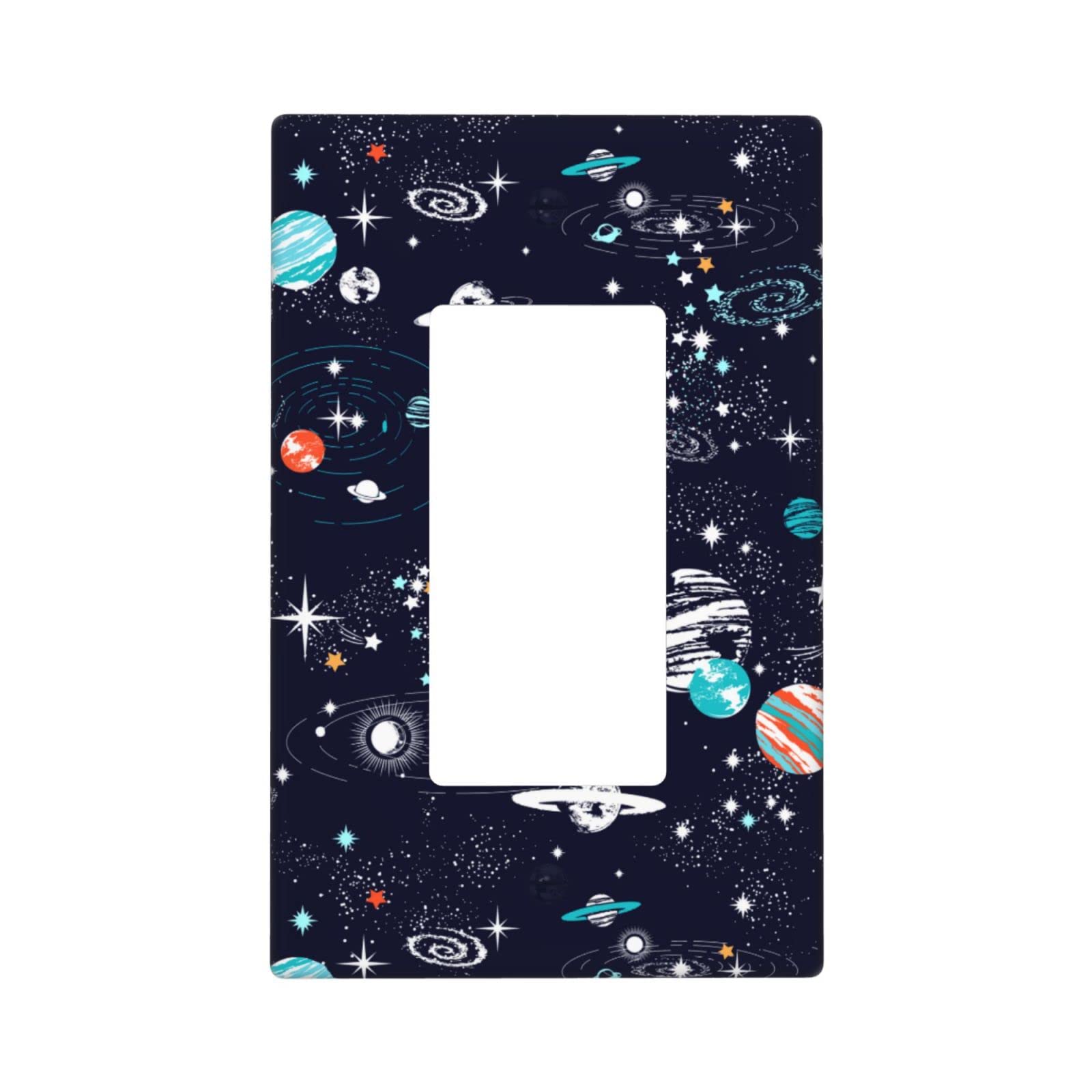 Light Switch Cover Decorative Space Galaxy Constellation Standard Size Wall Plates for Electrical Outlets 1 Gang Standard Size Outlet Covers with Screw Switch Plates