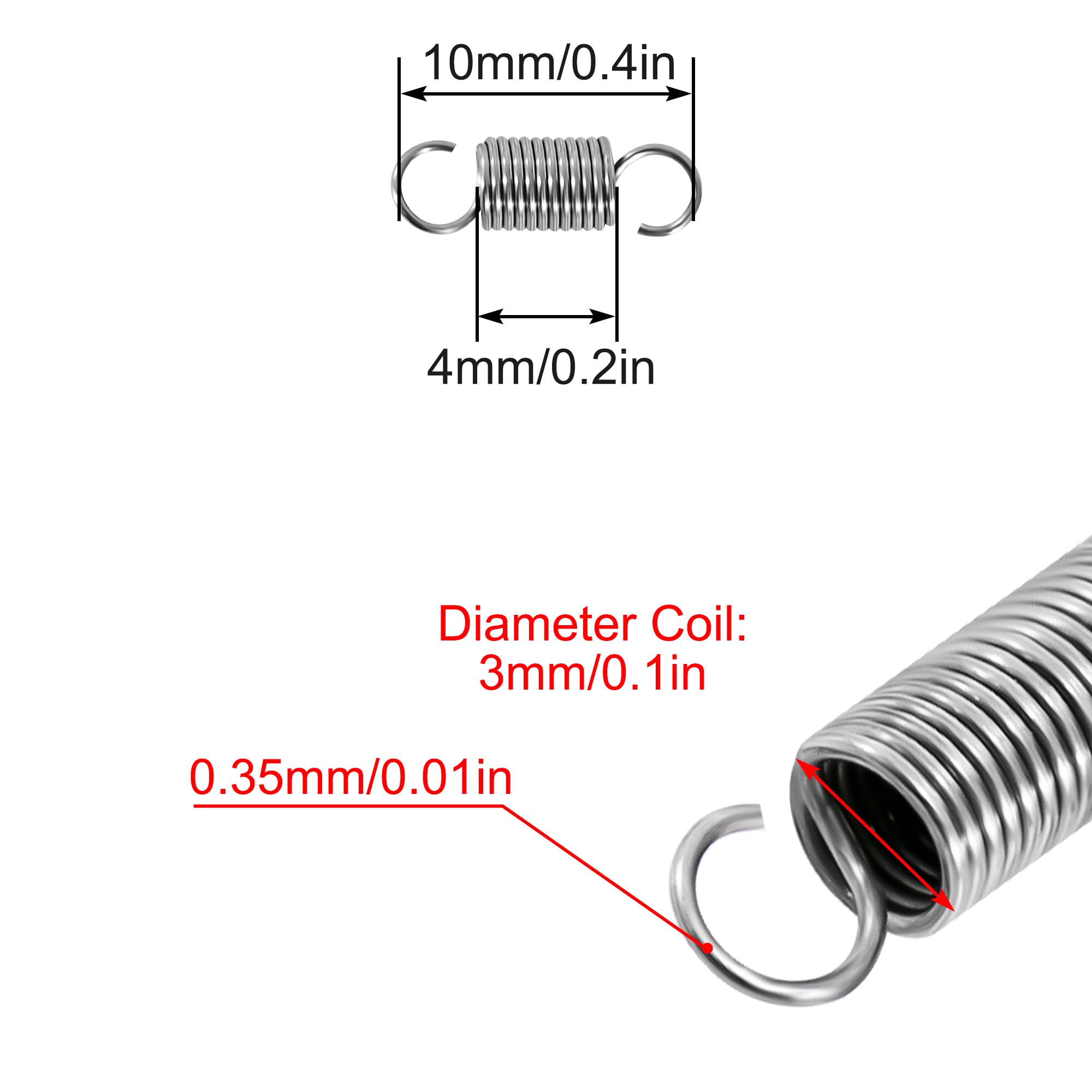 GUNGY Zugfedern Mit Haken – 10 Stück, Edelstahl 304, 1,1x10x30 Mm, 90°, Max. 2,4 Kg Zugkraft