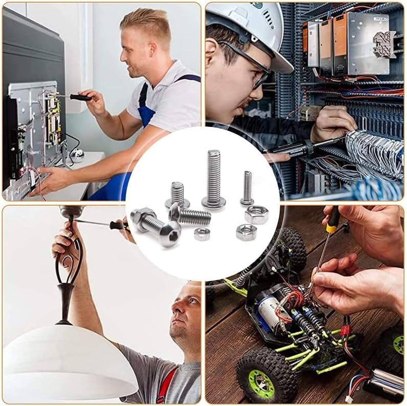 Generic 440 Pieces Stainless Steel Screws Nuts M3 M4 M5 Pan Head Screws with Hexagon Socket Nut & Bolt Sets Fasteners Tool