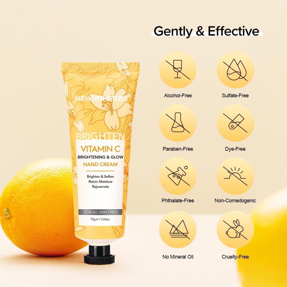 Neutriherbs Vitamin C Hand Cream-75ML,Brighten Hand Lotion for Hand Moisturiser Deep Nourishing & Hydrating Hand Cream for Very Dry Hands Anti-Aging Handcream for Women Men-Cherry Blossom Scent - Image 3