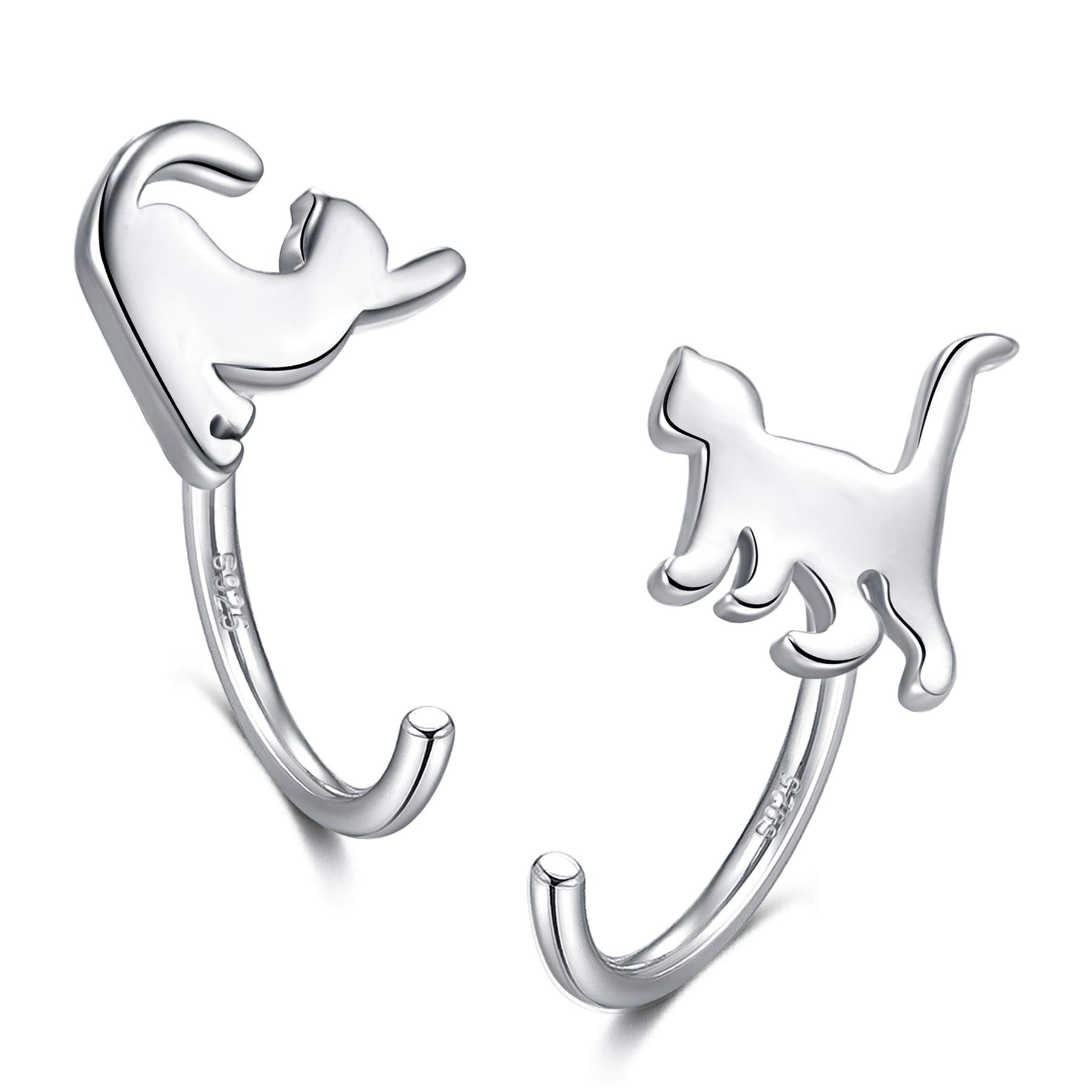 CHIC & ARTSY 925 Sterling Silber Tier Ohr Huggie Hoops Kleine Pfote, Butterlfy, Katze Huggie Hoop Ohrringe Moderne Zweite Loch Ohrringe für Damen