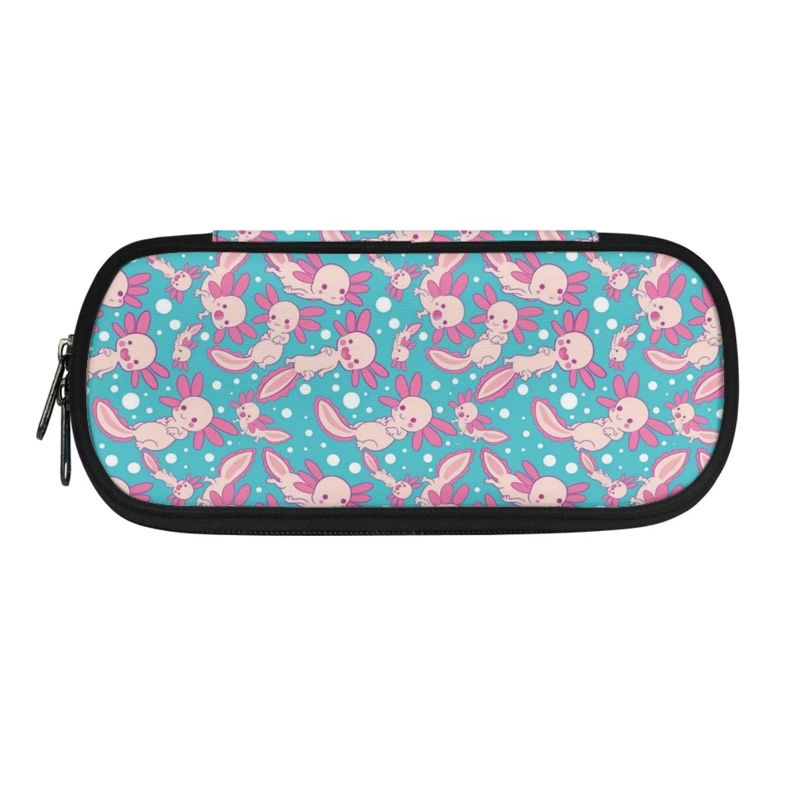 HUGS IDEA Cartoon Axolotls Cute Pencil Case for Girls Boys Smooth Zipper Portable Pencil Pouch Girl, Office School Supplies Stationery Organizer Pencil Case — image 1