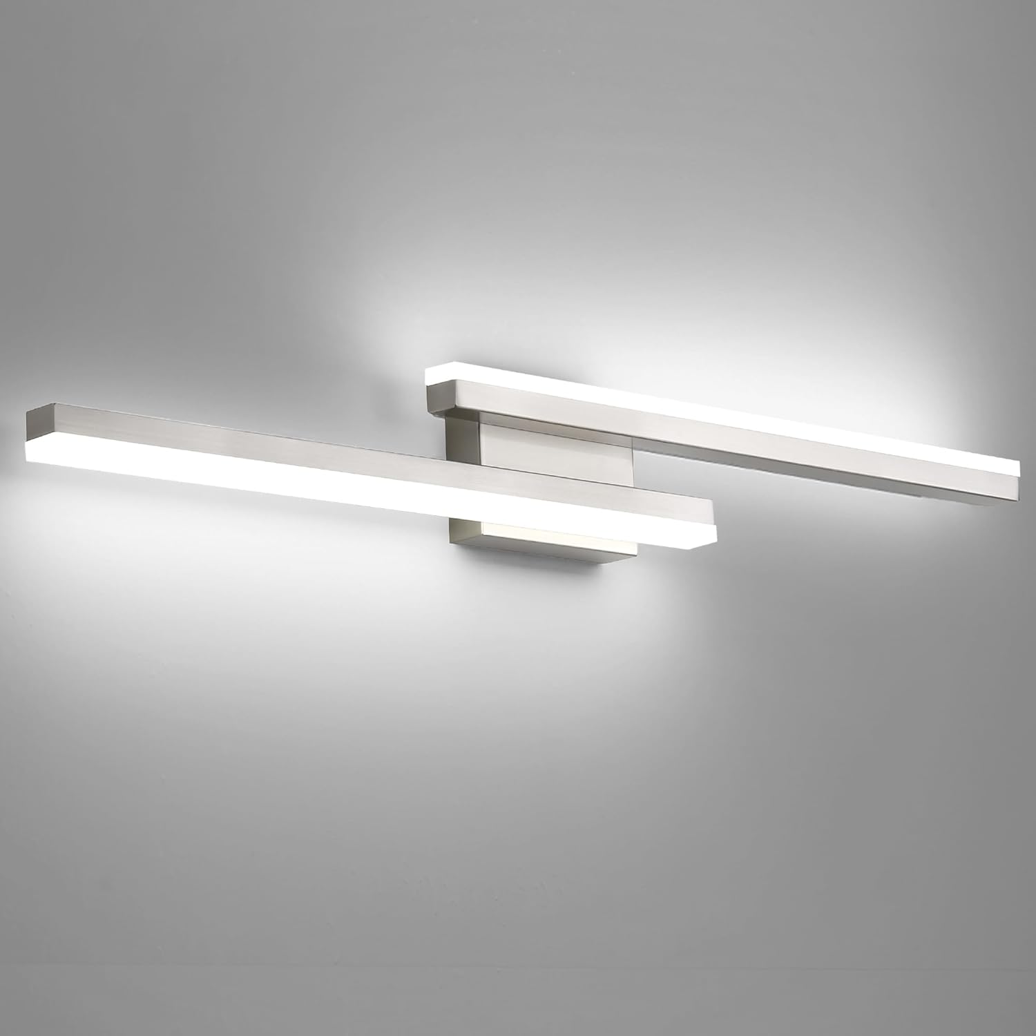 36in Vanity Light,36W 2500LM Modern Brushed Nickel Vanity Light Bathroom Lighting Fixture Over Mirror, Dimmable LED Bathroom Light Fixture 5000K Cool White Vanity Light Bar -2 Light Chrome 36 inch