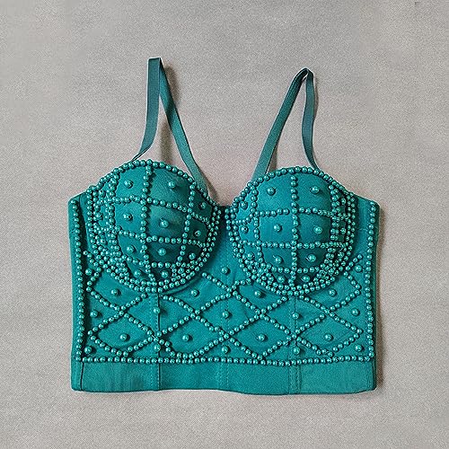 Image of VEENDEO Women's Strap Beads Bustier Corset Crop Top Club Party Bra