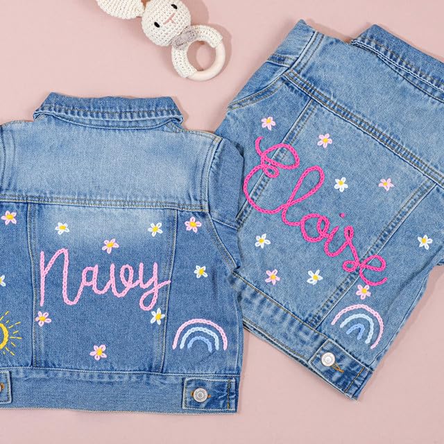 Personalized Girls Denim Jacket with Name, Custom Embroidered 0-3 Year Old Girl Boy Jean Jacket, Baby Birthday Gift4
