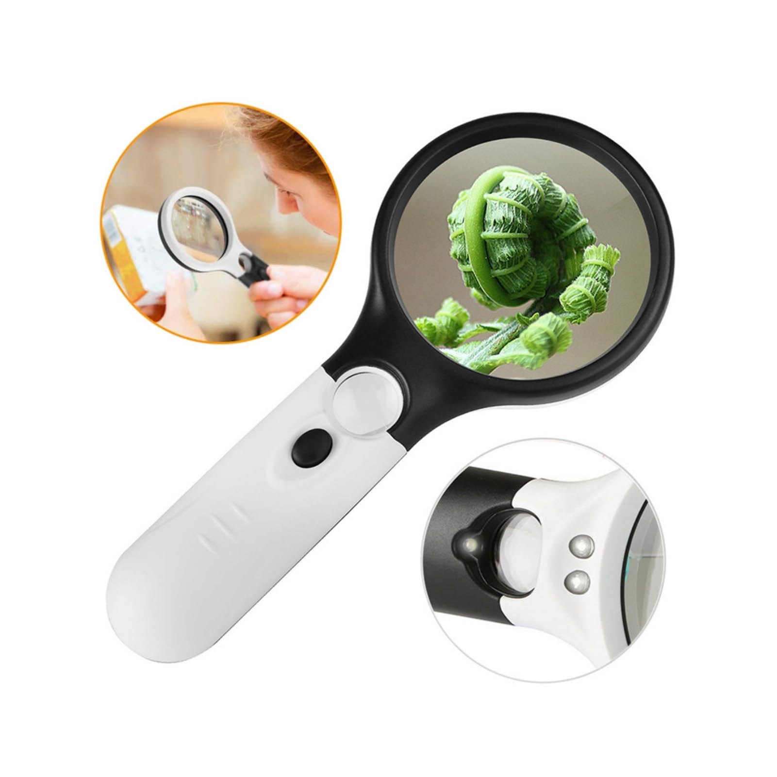 DAYONG LED Magnifier, 45X 3X Handheld Magnifying Glass, Reading Magnifier for Science Work Inspection Reading, Best Gift for Parents and Kids. (colour-1)