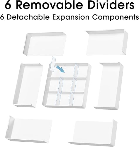 Miniatura 3 de MIUOPUR Organizador de cajones expandible, ancho (10.6"-20.1") profundidad (11"-20.1"), organizador de cajones de maquillaje de plástico con 6