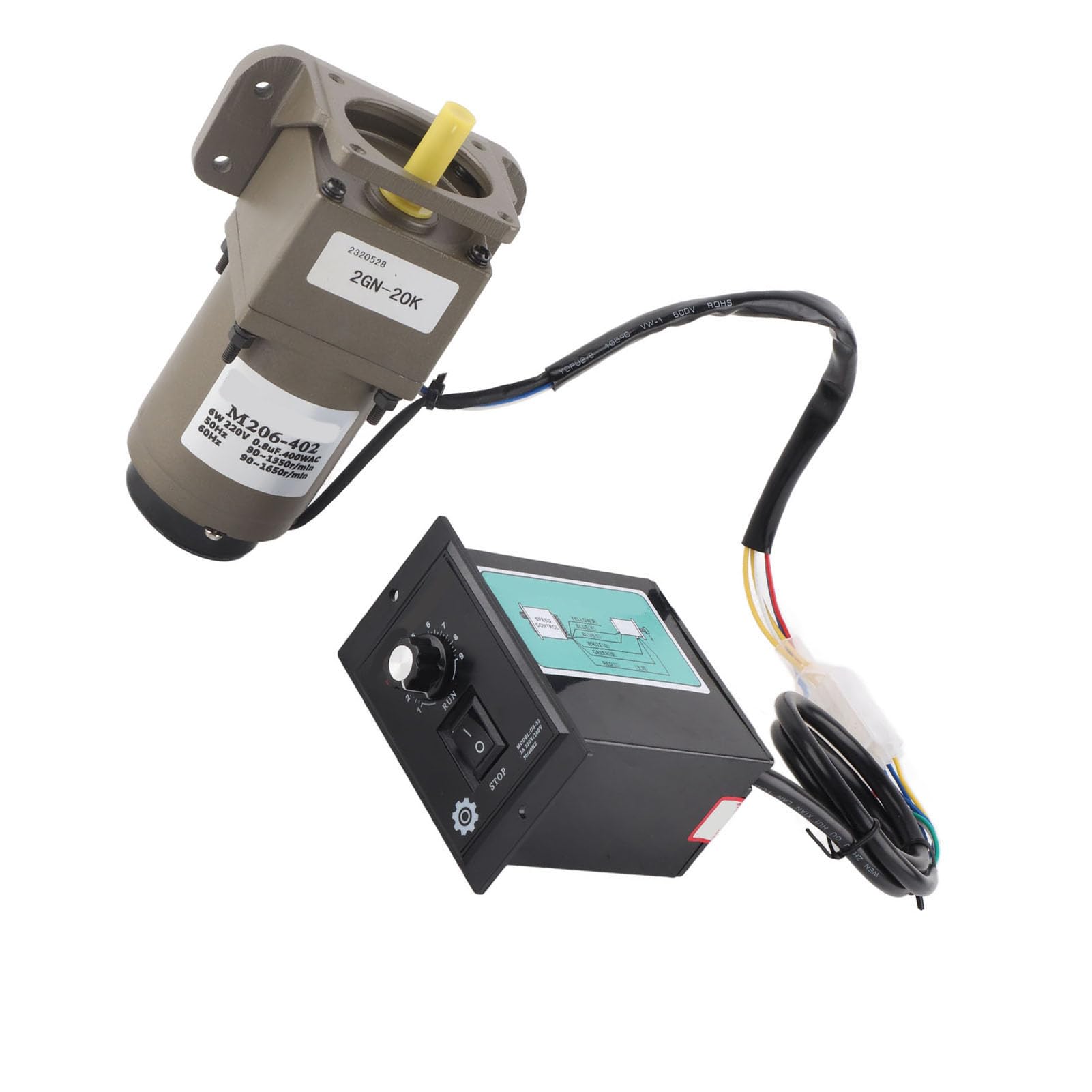 Motor de Engranajes de 220 V, Motor Monofásico Asíncrono de Velocidad Ajustable con Desaceleración M206-402, Industria del Automóvil para Embalaje de Equipos de Transporte de