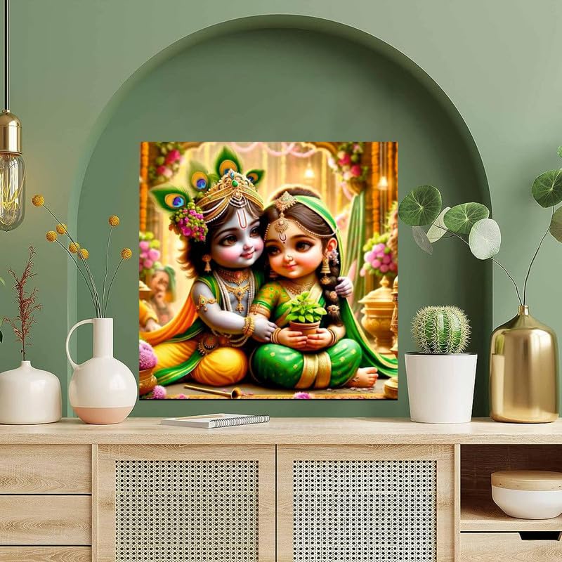 Image of British Terminal Cute little Bal Gopal Baby God Krishna| Kanha Ji | Laddu Lord Makhan Chor Painting Religious Poster for Pregnant Women for wall (matt thin vinyl,sticker,multicolor,unframed)| bj327