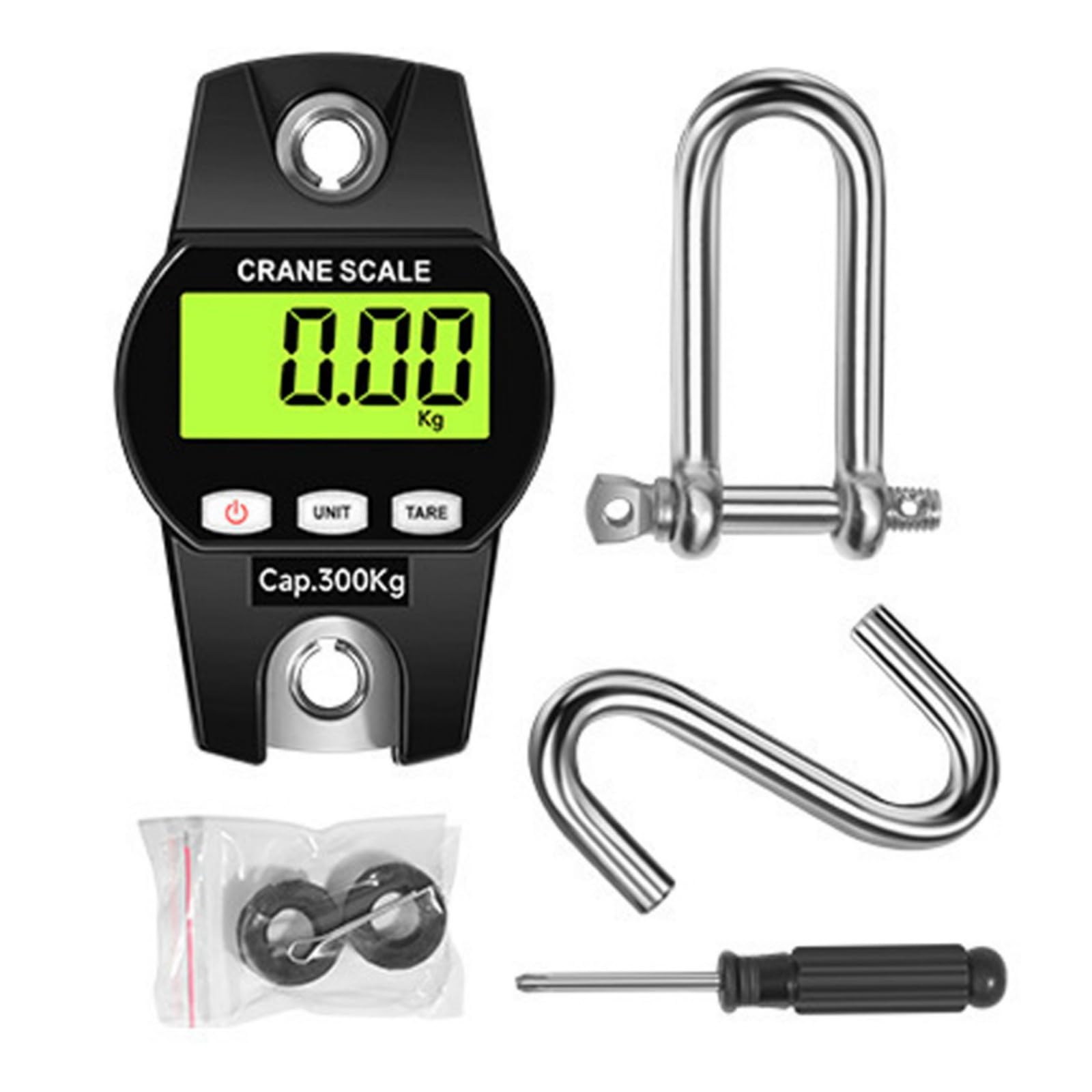 Carotoe Black Lightweight Hanging Hook Scale With Lcd Screen And Easy Operations Ideal For Outdoor Work Industrial And Household Use High Accuracy Hanging Scale