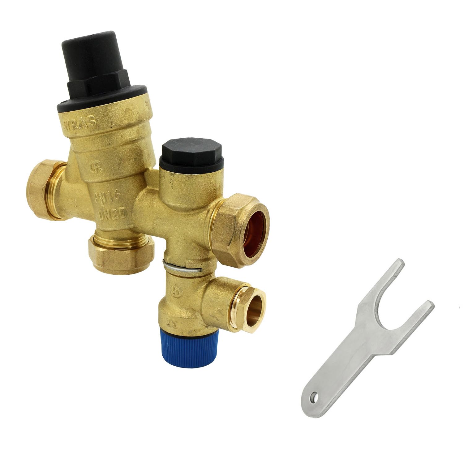 Unvented Components Europe Gold Inlet Control Multibloc Valve Group 22Mm, 3/4.5 Bar, With Prv Service Key