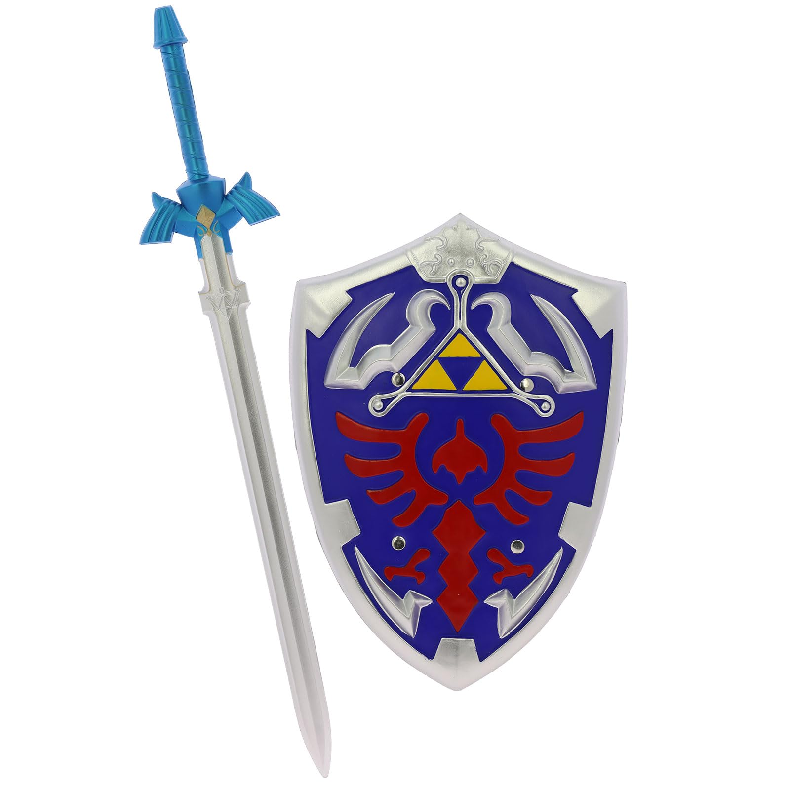 Fantasy Warrior Shield and Sword Link's Cosplay Costume Display Props LARP, Shield + Sword 110cm โ image 1