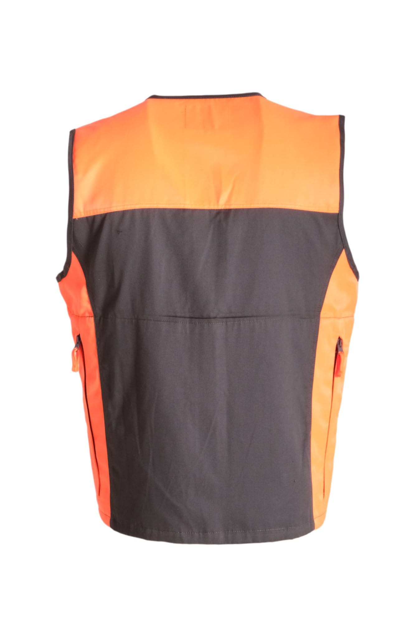 Gilet smanicato misto cotone caccia arancio cinghiale uomo carniere dietro con zip